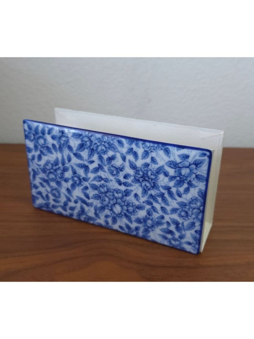 Vintage Andrea By Sadek Japanese Blue & White Porcelain Napkin Letter Holder